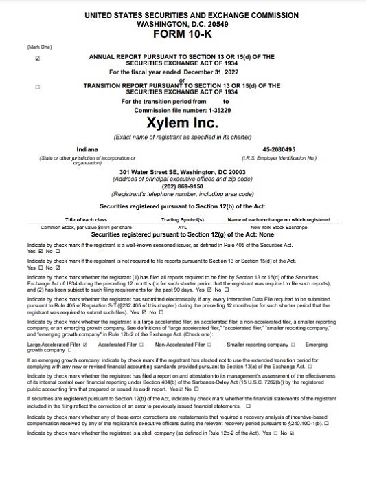 2022 Xylem Annual Report and 10-K